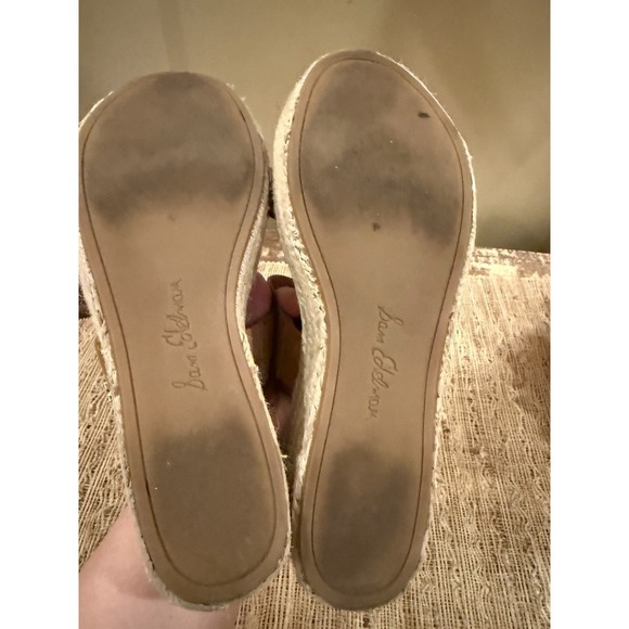 Sam Edelman Rubie Slip On Wedge Tan Brown Rattan Sandals Sz 6.5 - Picture 10 of 11